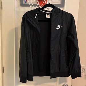 Nike Black Hooded Jacket with White Logo